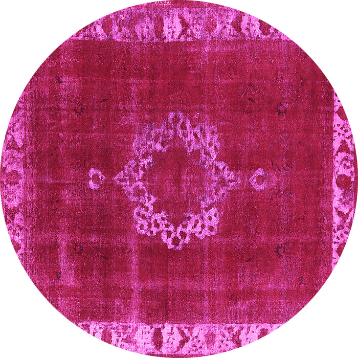 Round Machine Washable Oriental Pink Industrial Rug, wshurb543pnk