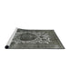 Sideview of Machine Washable Industrial Modern Black Rug, wshurb544