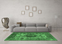 Machine Washable Oriental Emerald Green Industrial Rug, wshurb544emgrn