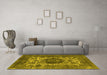 Machine Washable Oriental Yellow Industrial Rug in a Living Room, wshurb544yw