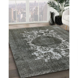 Mid-Century Modern Black Oriental Rug in Family Room, urb544