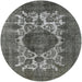 Round Machine Washable Industrial Modern Black Rug, wshurb544