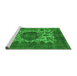 Sideview of Machine Washable Oriental Green Industrial Area Rugs, wshurb544grn