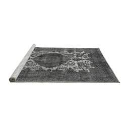 Sideview of Machine Washable Oriental Gray Industrial Rug, wshurb544gry