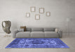 Machine Washable Oriental Blue Industrial Rug in a Living Room, wshurb544blu