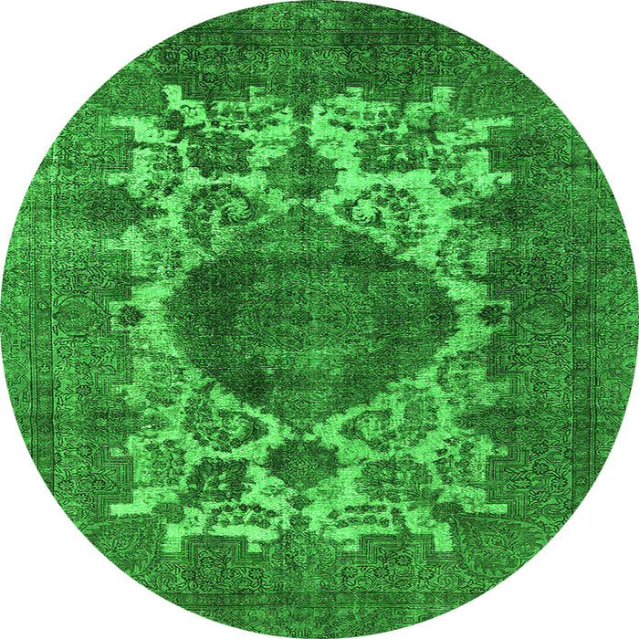 Round Oriental Green Industrial Rug, urb544grn