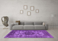 Machine Washable Oriental Purple Industrial Rug, wshurb544pur