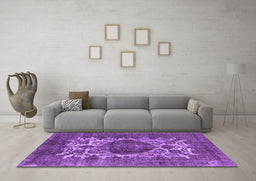 Machine Washable Oriental Purple Industrial Area Rugs in a Living Room, wshurb544pur