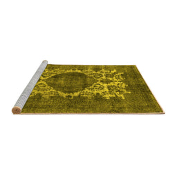 Sideview of Machine Washable Oriental Yellow Industrial Rug, wshurb544yw