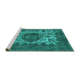 Sideview of Machine Washable Oriental Turquoise Industrial Area Rugs, wshurb544turq