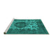 Sideview of Machine Washable Oriental Turquoise Industrial Area Rugs, wshurb544turq