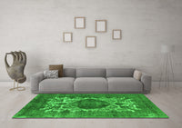 Machine Washable Oriental Green Industrial Rug, wshurb544grn