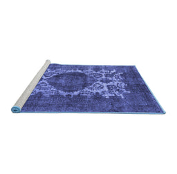 Sideview of Machine Washable Oriental Blue Industrial Rug, wshurb544blu