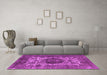 Machine Washable Oriental Pink Industrial Rug in a Living Room, wshurb544pnk