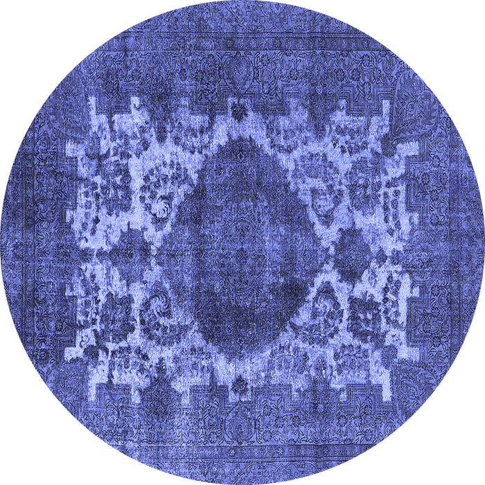 Round Oriental Blue Industrial Rug, urb544blu