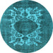 Round Oriental Light Blue Industrial Rug, urb544lblu