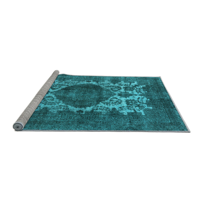 Sideview of Machine Washable Oriental Light Blue Industrial Rug, wshurb544lblu