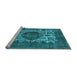 Sideview of Machine Washable Oriental Light Blue Industrial Rug, wshurb544lblu