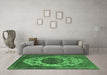 Machine Washable Oriental Emerald Green Industrial Area Rugs in a Living Room,, wshurb545emgrn