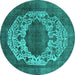 Round Oriental Turquoise Industrial Rug, urb545turq