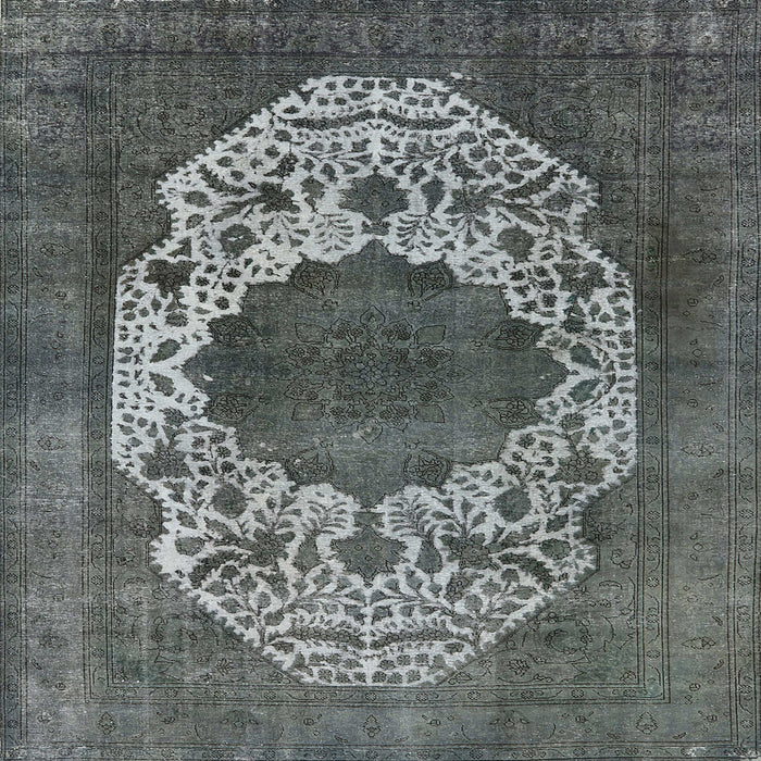 Square Mid-Century Modern Light Black Oriental Rug, urb545