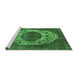 Sideview of Machine Washable Oriental Emerald Green Industrial Area Rugs, wshurb545emgrn