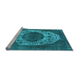 Sideview of Machine Washable Oriental Light Blue Industrial Rug, wshurb545lblu
