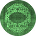 Round Oriental Emerald Green Industrial Rug, urb545emgrn