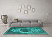 Machine Washable Oriental Turquoise Industrial Area Rugs in a Living Room,, wshurb545turq