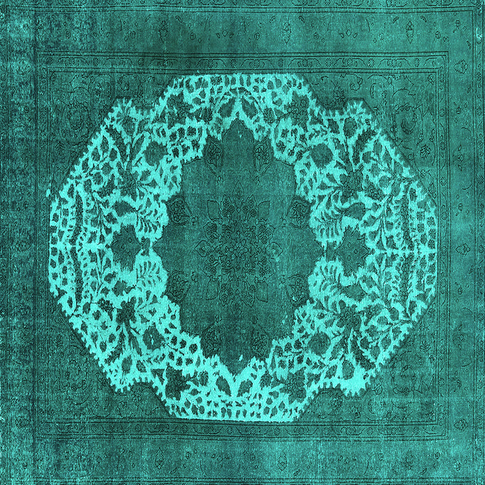 Square Oriental Turquoise Industrial Rug, urb545turq