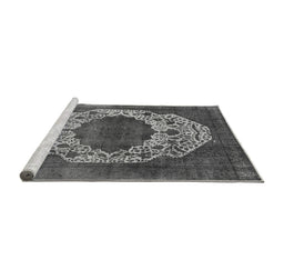 Sideview of Machine Washable Oriental Gray Industrial Rug, wshurb545gry