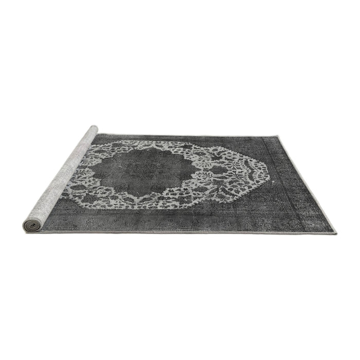 Sideview of Machine Washable Oriental Gray Industrial Rug, wshurb545gry