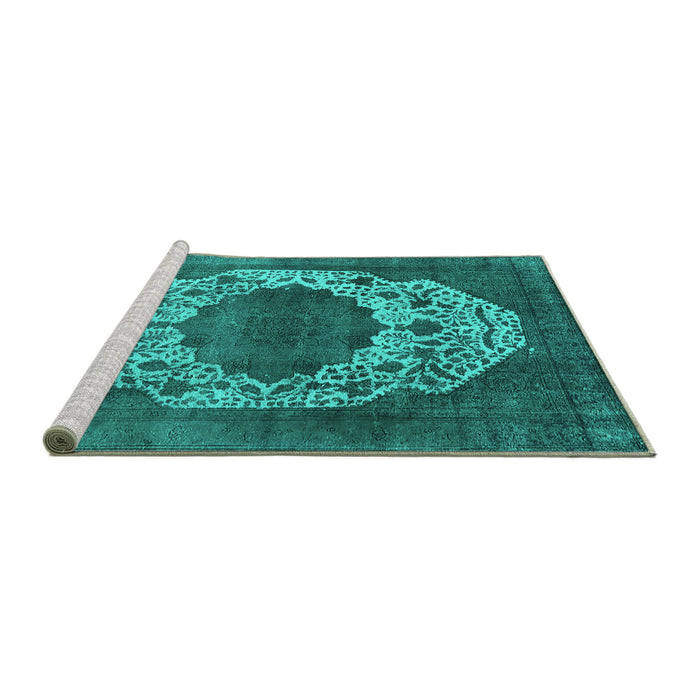 Sideview of Machine Washable Oriental Turquoise Industrial Area Rugs, wshurb545turq