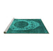 Sideview of Machine Washable Oriental Turquoise Industrial Area Rugs, wshurb545turq