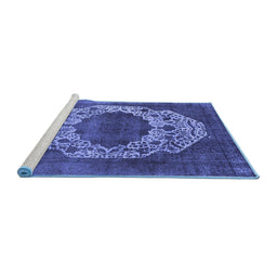 Sideview of Machine Washable Oriental Blue Industrial Rug, wshurb545blu