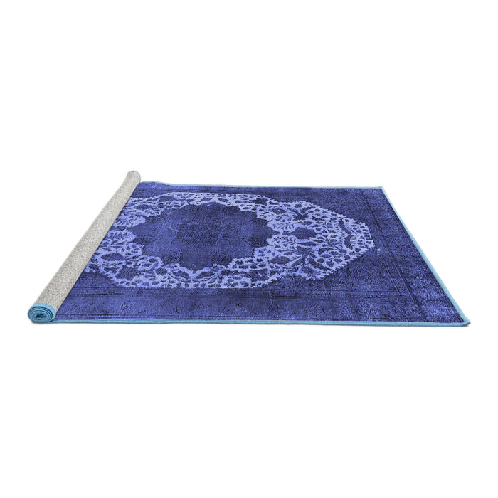 Sideview of Machine Washable Oriental Blue Industrial Rug, wshurb545blu