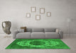 Machine Washable Oriental Green Industrial Area Rugs in a Living Room,, wshurb545grn