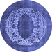 Round Oriental Blue Industrial Rug, urb545blu