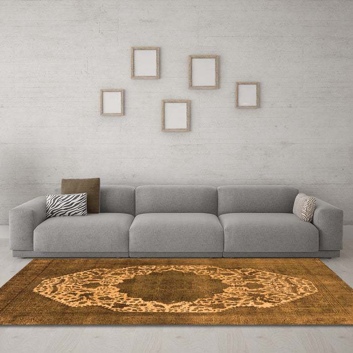 Machine Washable Oriental Orange Industrial Area Rugs in a Living Room, wshurb545org