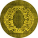 Round Oriental Yellow Industrial Rug, urb545yw