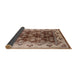 Sideview of Mid-Century Modern Dark Sienna Brown Oriental Rug, urb546