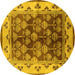 Round Oriental Yellow Industrial Rug, urb546yw