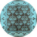 Round Oriental Light Blue Industrial Rug, urb546lblu