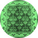 Round Oriental Emerald Green Industrial Rug, urb546emgrn