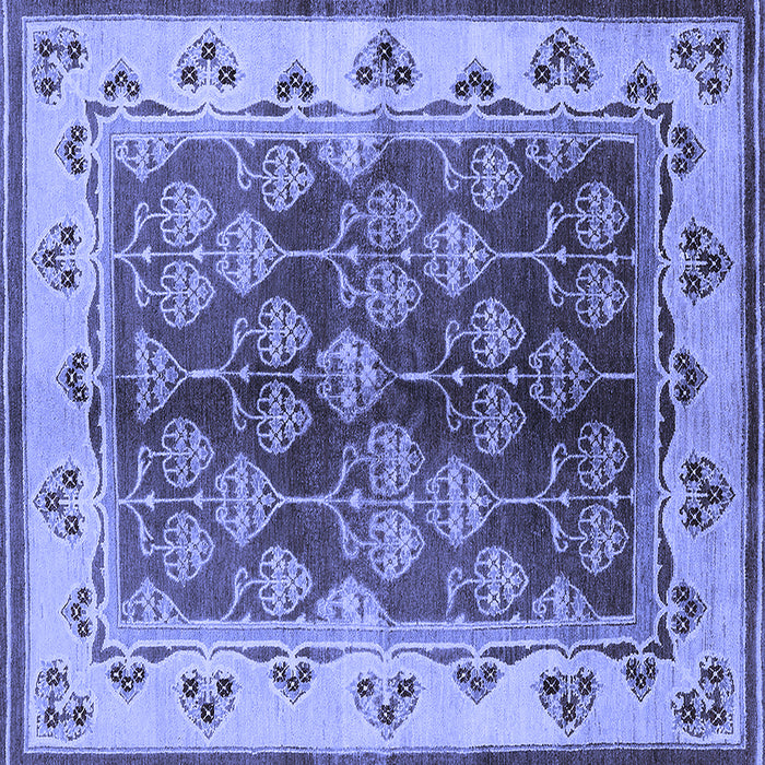 Square Machine Washable Oriental Blue Industrial Rug, wshurb546blu
