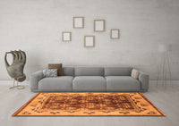 Machine Washable Oriental Orange Industrial Rug, wshurb546org