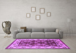 Machine Washable Oriental Purple Industrial Area Rugs in a Living Room, wshurb546pur