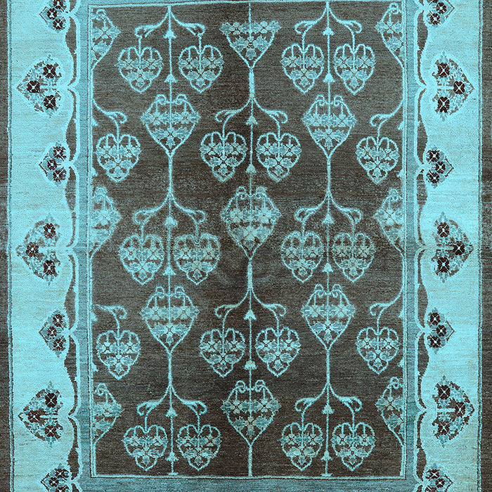 Machine Washable Oriental Light Blue Industrial Rug, wshurb546lblu