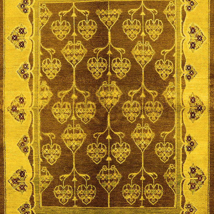 Machine Washable Oriental Yellow Industrial Rug, wshurb546yw