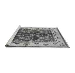 Sideview of Machine Washable Oriental Gray Industrial Rug, wshurb546gry